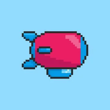 Pixel art Zeppelin Airship game asset design Stock Illustration