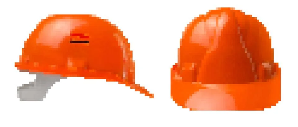 Pixel artwork illustration of 16 bit worker hardhat. Stock Illustration