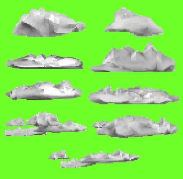 Pixel artwork illustration of gray colored clouds. Stock Illustration
