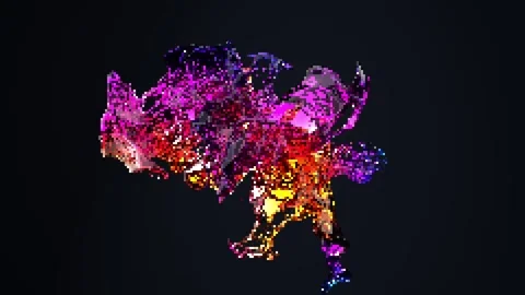 Pixel background. 3D Render abstract smooth shape holographic colors Stock Footage 316946571