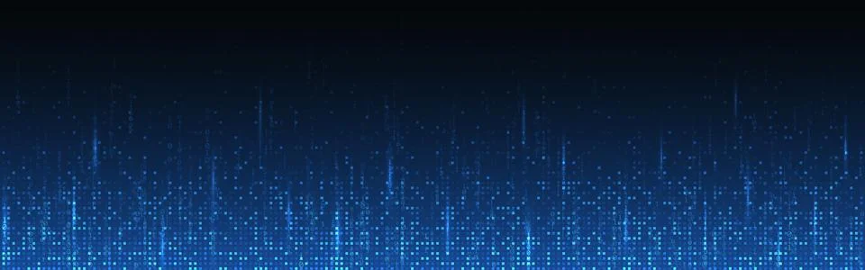 Pixel background. Binary code with glowing data streams and digital matrix grid Stock Illustration