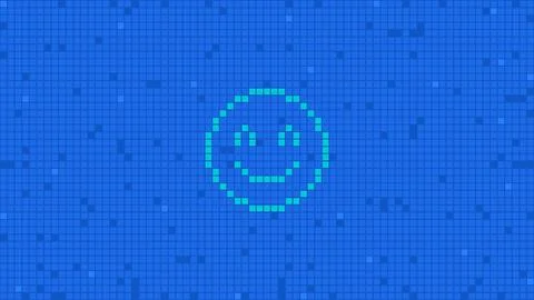 Pixel background with cheerful smiley. Abstract background Stock Illustration