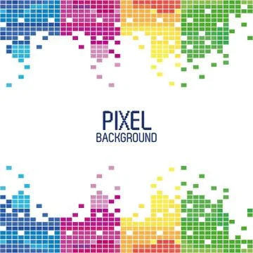 Pixel background in multi color vertical stripes design and white central strip Stock Illustration