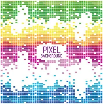 Pixel background text with design blue yellow red and green pixel background Stock Illustration