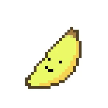 Pixel banana image. Vector illustration of a cross stitch pattern. Stock Illustration