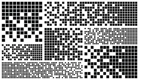 Pixel banner. Header, footer layout with mosaic edges. Horizontal title tag.. Stock Illustration