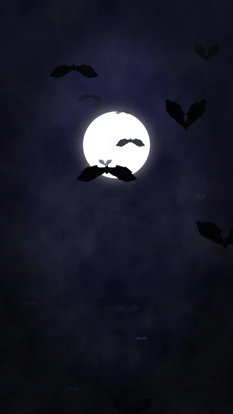 Pixel bat animation flying across full moon night sky looping footage Stock Footage 346644607
