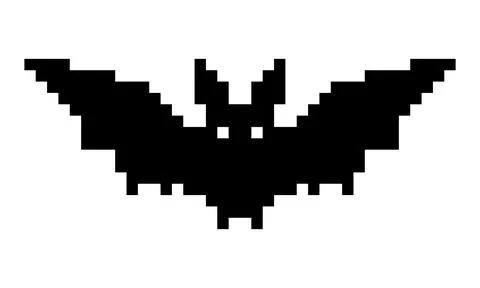 Pixel bat image. Pixel art vector illustration. Stock Illustration