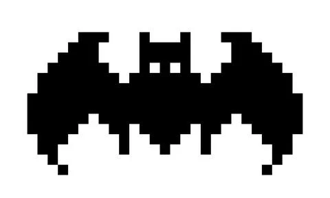 Pixel bat image. Pixel art vector illustration. Illustrazione stock