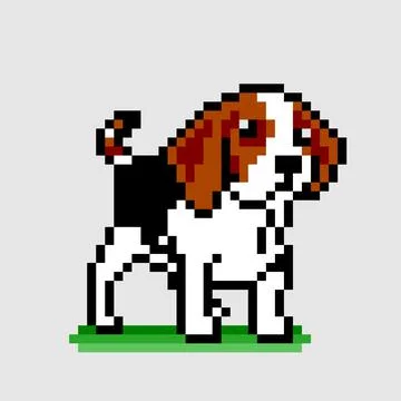 Pixel beagle puppy image for 8 bit game assets. 스톡 일러스트