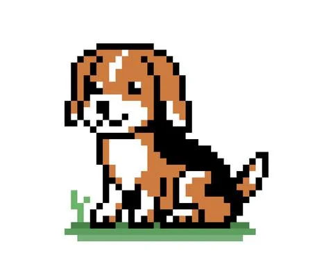 Pixel beagle puppy image for 8 bit game assets. 스톡 일러스트