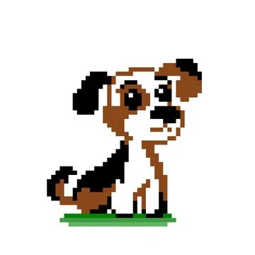 Pixel beagle puppy image for 8 bit game assets. 스톡 일러스트