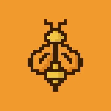Pixel bee. Cute pixel bee. 8 bit pixel bee image. Old school computer graph.. Stock Illustration