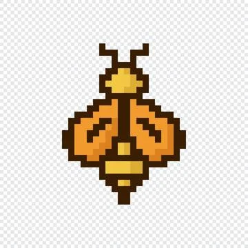 Pixel bee. Cute pixel bee. 8 bit pixel bee image. Old school computer graph.. Stock Illustration