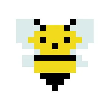 Pixel bee image for 8 bit games Illustrazione stock