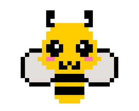 Pixel bee image for 8 bit games Illustrazione stock