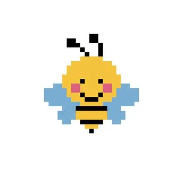 Pixel bee image. cross stitch vector illustration. Illustrazione stock