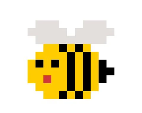 Pixel bee image. Vector Illustration of pixel art. Stock Illustration