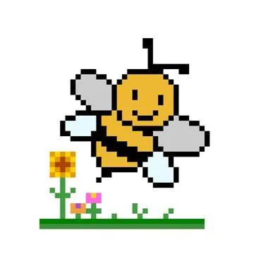 Pixel bee image. vector illustration. Stock Illustration