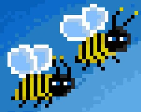 Pixel Bees Illustration