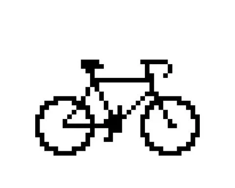 Pixel bicycle image. Vector illustration of a cross stitch pattern. Stock Illustration