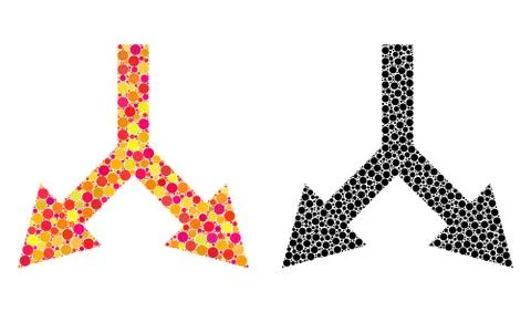Pixel Bifurcation Arrow Down Mosaic Icons Illustrazione stock
