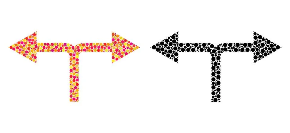 Pixel Bifurcation Arrows Left Right Mosaic Icons 库存插图