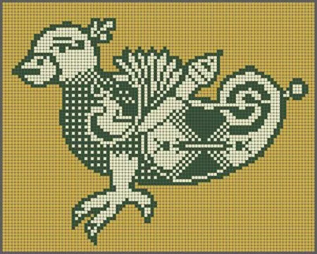 Pixel bird design in folk style for cross stitch embroidery Illustrazione stock