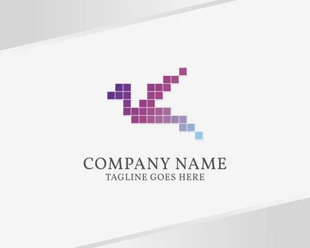 Pixel bird logo template for app or any digital brand and futuristic company Stock Illustration
