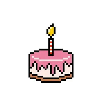 Pixel birthday cake image. Vector illustration of cross stitch pattern and re Stock Illustration