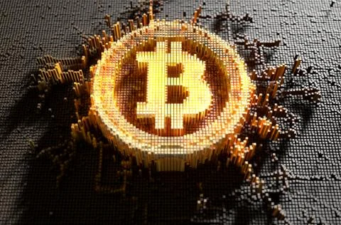 Pixel Bitcoin Concept Stock Illustration