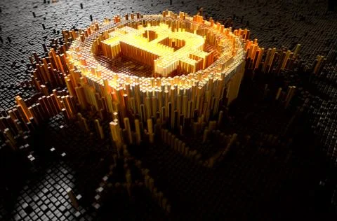 Pixel Bitcoin Concept 스톡 일러스트