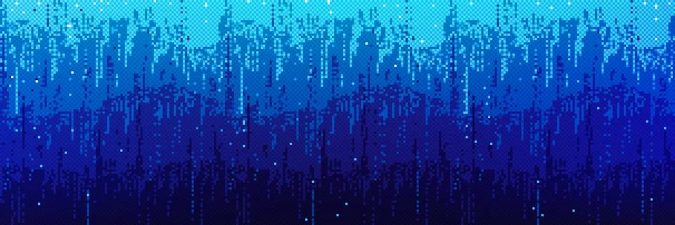 Pixel bitmap pattern with blue gradient shade. Illustrazione stock