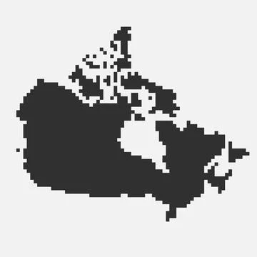 Pixel black of Canada map. Map of Canada. Silhouette of Canada country map. V Stock Illustration