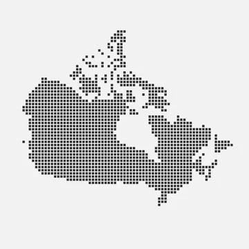 Pixel black of Canada map. Map of Canada. Silhouette of Canada country map. V Stock Illustration