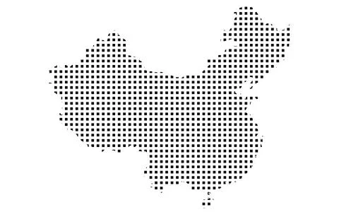 Pixel black of China map.  dotted china map Stock Illustration