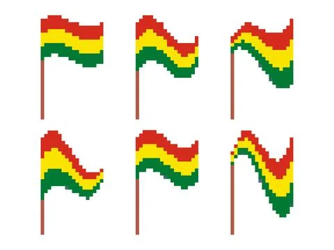 Pixel Bolivia flag icon set isolated on white background. Waving flag of Bo.. Stock Illustration