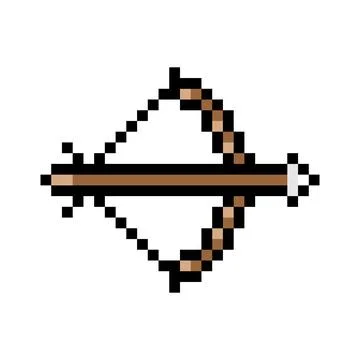 Pixel bow with arrow icon Illustrazione stock
