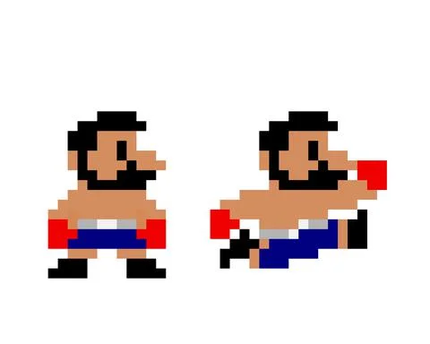 Pixel boxer character image for 8 bit game assets Stock-Illustration