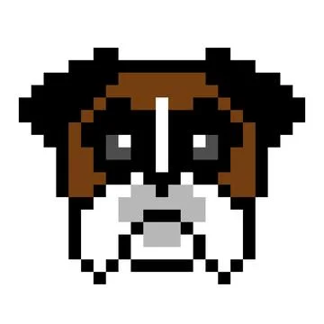 Pixel boxer dog image for 8 bit game assets. Stock Illustration