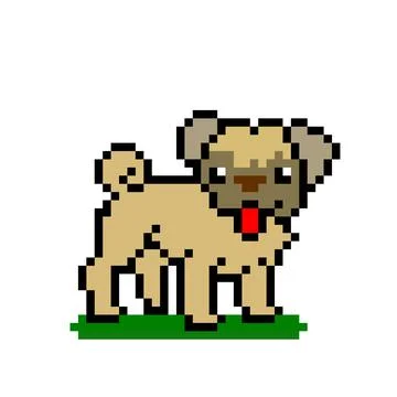 Pixel boxer dog image for 8 bit game assets. 스톡 일러스트