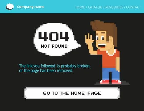 Pixel boy 404 error Stock Illustration