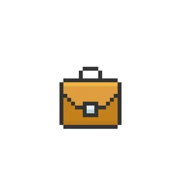 Pixel briefcase logo image. Vector illustration of an 8 bit game account icon Stock Illustration