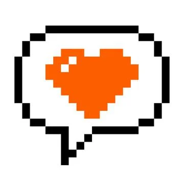 Pixel bubble speech with love image. Vector Illustration of pixel. Illustrazione stock