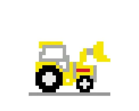 Pixel bulldozer image for game assets Stock-Illustration