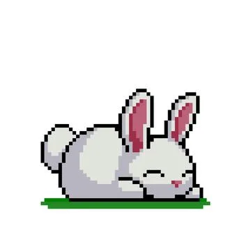 Pixel bunny image. for 8 bit game assets. Cross stitch pattern Illustrazione stock
