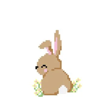 Pixel bunny image. for 8 bit game assets. Cross stitch pattern Stock Illustration