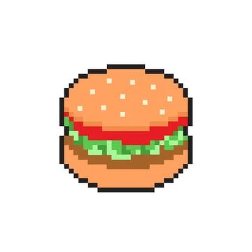 Pixel burger vector icon. Retro style. Fast food. Stock Illustration
