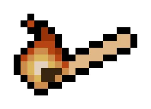 Pixel burning match stick - isolated 8 bit vector Stock Illustration