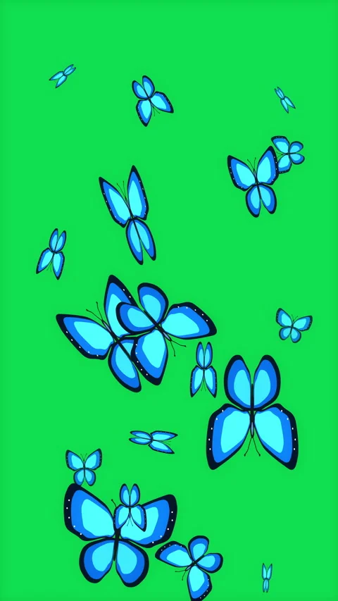 Pixel butterfly loop animation flying green background motion graphic Stock Footage 346642689